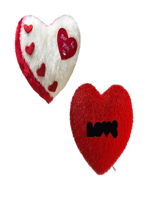 PICKKART Love Heart Shape Soft Pillows Combo for Gift to Girls/Boys/Girlfriend- Beautiful Love Gift Item(White+RED) - Image 1